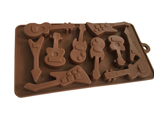 Royal House Ware Molde con diseño de guitarras, de silicona, para Chocolate, Fondant, Bombones, Cup Cake, Galletas, Manualidades, Hornear, cubitos de hielo