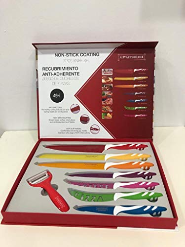 Royalty Line Switzerland – Juego de 7 cuchillos en acero inoxidable + 1 pelador de legumbres
