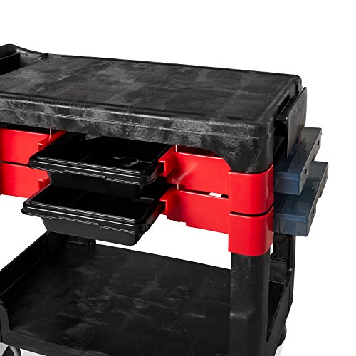 Rubbermaid Commercial Products FG618000BLA Carro de Servicio con 2 Cajas y 4 Cubos, Negro