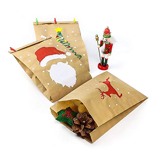 RUBY - 100 Kraft bolsa de papel marrón, bolsas de regalo/bolsas de fiesta/calendario de adviento/navidad/bodas/fiestas de cumpleaños/mercados/cafeterías (11cm x 20cm, 100 unids)