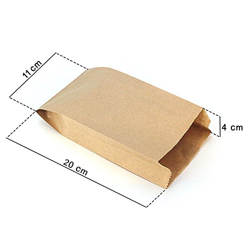 RUBY - 100 Kraft bolsa de papel marrón, bolsas de regalo/bolsas de fiesta/calendario de adviento/navidad/bodas/fiestas de cumpleaños/mercados/cafeterías (11cm x 20cm, 100 unids)