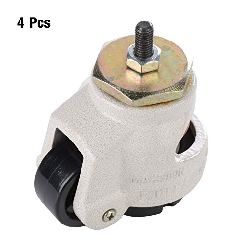Ruedas de máquina de nivelación retráctiles de 4 piezas, rueda de rodillo industrial de vástago roscado de ajuste de servicio pesado, rueda de nivelación de pie maestro montada en vástago