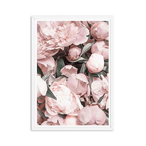 RuiChuangKeJi Flor Lienzo Cartel Decoración nórdica Ramo Rosa Peonía Floral Arte de la Pared Pintura Cuadros Decorativos Decoración para el hogar50x70cm Sin Marco, 3 Piezas
