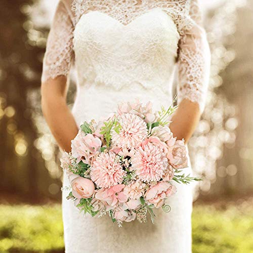 Ruiuzi Flores Artificiales Peonía Seda Hortensia Ramo de Flores Decoración de Plásticos Flores Realistas Decoración de Boda Decoración de Mesa