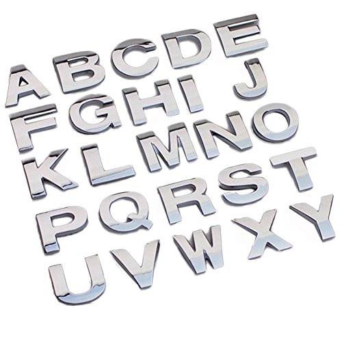 Rungao 26Pcs DIY 3D Chrome Etiqueta engomada del Emblema del Coche número de Letra del símbolo símbolo Insignia calcomanía