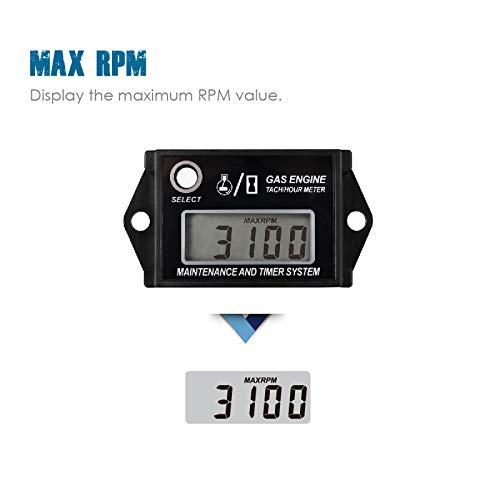 Runleader RL-HM026A Tacometro medidor inductivo con hora para todos los motores de gasolina motos ATV UTV Dirtbike Motobike fuerabordas moto pitbike PwC Marine Boat impermeable