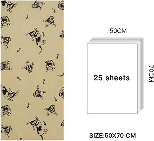 RUSPEPA Papel De Regalo De Papel De Seda - Papel De Seda De Papel Kraft Impreso De Perro Negro A Granel Para Papel De Regalo, Manualidades, Bricolaje, Bolsas De Embalaje - 50 X 70 CM - 25 Hojas