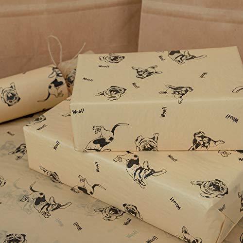 RUSPEPA Papel De Regalo De Papel De Seda - Papel De Seda De Papel Kraft Impreso De Perro Negro A Granel Para Papel De Regalo, Manualidades, Bricolaje, Bolsas De Embalaje - 50 X 70 CM - 25 Hojas