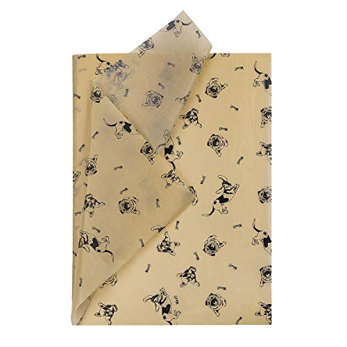 RUSPEPA Papel De Regalo De Papel De Seda - Papel De Seda De Papel Kraft Impreso De Perro Negro A Granel Para Papel De Regalo, Manualidades, Bricolaje, Bolsas De Embalaje - 50 X 70 CM - 25 Hojas