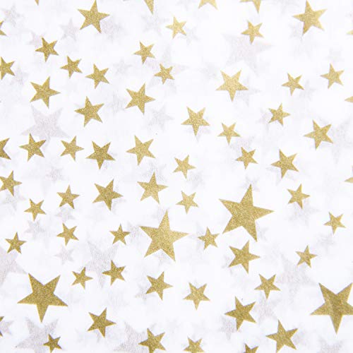 RUSPEPA Papel De Regalo Para Papel De Seda - Papel De Seda Con Estampado De Estrellas Doradas Para Manualidades De Bricolaje, Paquetes De Bolsas - 50 X 70 CM - 25 Hojas