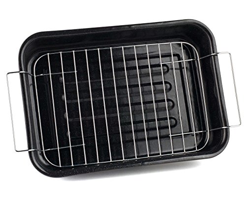 Russell Hobbs Fuente para Horno Cuadrada CW9161 Romano con Esmalte vítreo y Rejilla, 34 cm, Negra, 6.5 x 35 x 24 cm