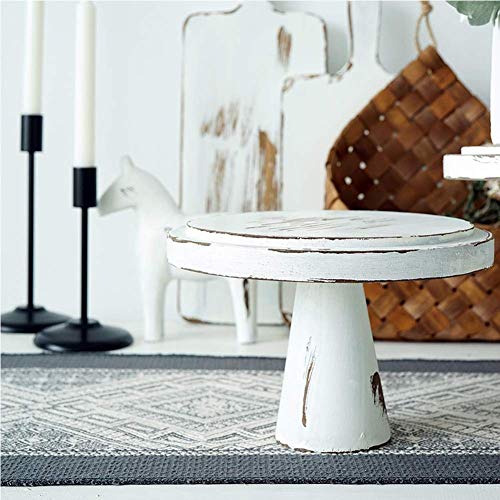 Rústico de Madera Soporte de Tarta, Redondo Vintage Tarta Nupcial Expositor Postre Soporte Cupcake Pantalla Plato para Servir Fuente Blanco para Fiesta Boda Decoración - Como Imagen Show, S