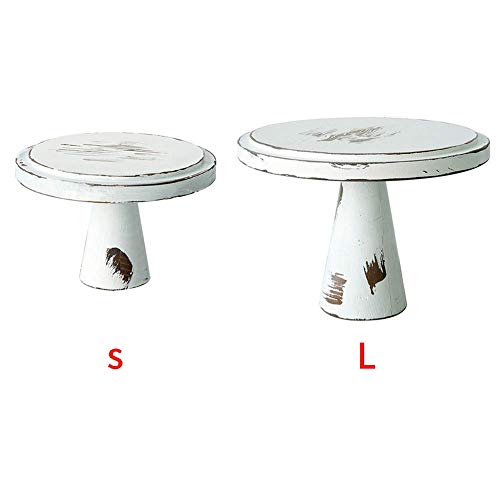 Rústico de Madera Soporte de Tarta, Redondo Vintage Tarta Nupcial Expositor Postre Soporte Cupcake Pantalla Plato para Servir Fuente Blanco para Fiesta Boda Decoración - Como Imagen Show, S