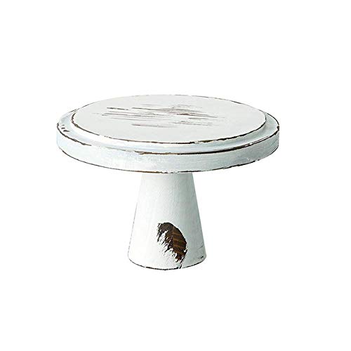 Rústico de Madera Soporte de Tarta, Redondo Vintage Tarta Nupcial Expositor Postre Soporte Cupcake Pantalla Plato para Servir Fuente Blanco para Fiesta Boda Decoración - Como Imagen Show, S