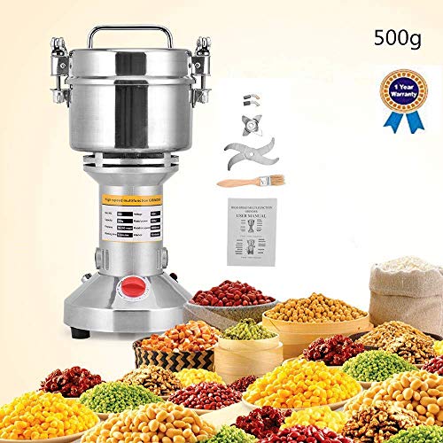S SMAUTOP Acero Inoxidable eléctrico de Grado alimenticio de la categoría alimenticia de la Amoladora de Grano de para el Molino de Pimienta de la Especia de la Hierba de la Cocina (500g)