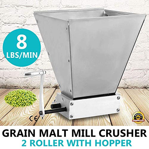 S SMAUTOP Trituradora de molienda de Cebada de 2 Rodillos de Molino de Grano de Malta de Cebada Manual para Hacer Cerveza casera (batido de Mano)