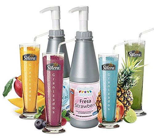 SABORES para granizado - 6 Botellas de 1 Litro concentrado = 138 Litros de granizado + 6 dosificadores