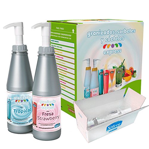 SABORES para granizado - 6 Botellas de 1 Litro concentrado = 138 Litros de granizado + 6 dosificadores
