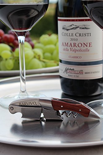 Sacacorchos para meseros profesionales de BARVIVO – Destapador usado por meseros, sommeliers y barmans del mundo para abrir botellas de cerveza y vino. Hecho de acero inoxidable y resina rosada.