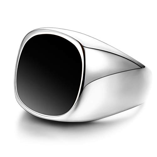 sailimue Anillos de Acero Inoxidable para Hombres Boda Compromiso Biker Anillos US9 Silver-Tone