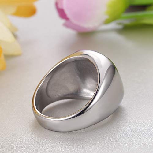sailimue Anillos de Acero Inoxidable para Hombres Boda Compromiso Biker Anillos US9 Silver-Tone