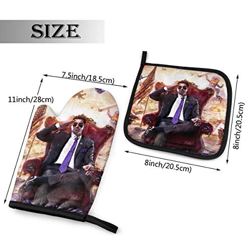 Saints Row Oven Mitts y Pot Holders Sets Guantes para horno colgante Soportes para ollas Juego de 2 piezas, para cocina Barbacoa antideslizante resistente al calor Cocina Hornear Parrilla Lavable