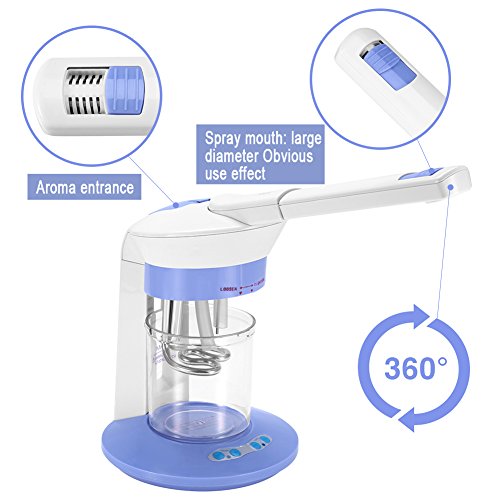 Salmue Vaporizador Facial humidificador Nano-ionico portátil para máquinas, máquina de Vapor de ozono con Spray Giratorio de 360 ​​° para el Cuidado de la Piel Limpieza Profunda desintoxicación(EU)