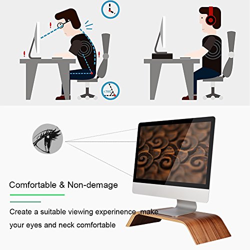 SAMDI Pantalla de Ordenador Soporte, Madera Elevador de Monitor Soporte de Sobremesa Soporte para Portátiles para Apple MacBook Air Pro iMac LCD Monitor PC Televisores Impresora (Nogal Negro)