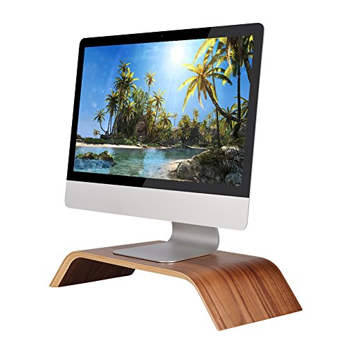 SAMDI Pantalla de Ordenador Soporte, Madera Elevador de Monitor Soporte de Sobremesa Soporte para Portátiles para Apple MacBook Air Pro iMac LCD Monitor PC Televisores Impresora (Nogal Negro)
