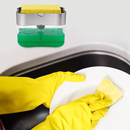 SAMTITY Juego de dispensador de jabón líquido, Organizador de Fregadero Dispensador de jabón de Bomba con Soporte de Esponja, dispensador de detergente Soporte de Utensilios de Cocina para Cocina