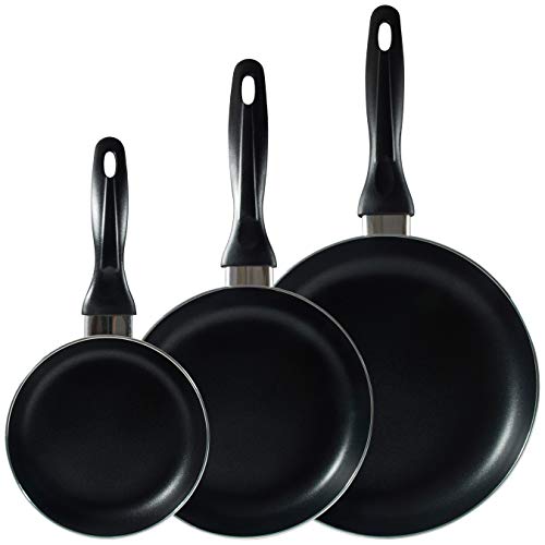 San Ignacio Cune Sip Set 3 Sartenes + Plancha Grill + 3 Utensilios, Aluminio Prensado, Negro/Plateado