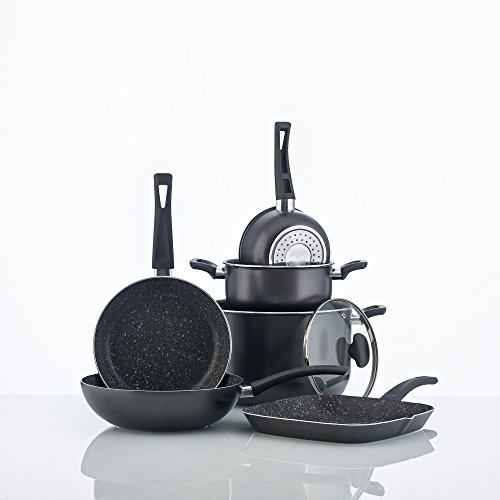 San Ignacio Gourmet-Cacerola De 24 Cms. con Tapa De Vidrio, Aluminio, Gris Oscuro, 24 cm