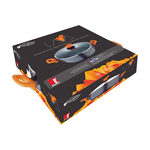 San Ignacio Lava Tartera/Cacerola Baja Con Tapa, Aluminio Forjado, Gris