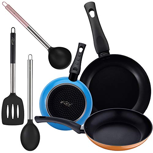 San Ignacio Monza Set 3 Sartenes + 3 Utensilios, Aluminio Forjado, Multicolor