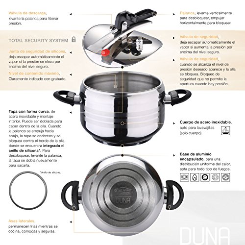 San Ignacio - Premium-Olla a presion 5l Acero Inoxidable SGP Duna, inducción