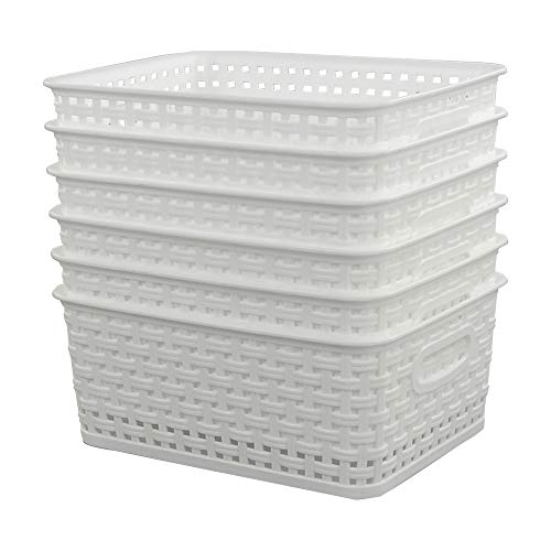 Sandmovie - Cesta de almacenamiento de plástico, blanco, paquete de 6