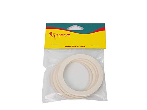 Sanfor 6 Junta Goma Plana para Cafetera Italiana 6 Tazas Paquete 4 Unidades | Caucho | Blanco | 7,2 x 5,5 x 0,1 cm