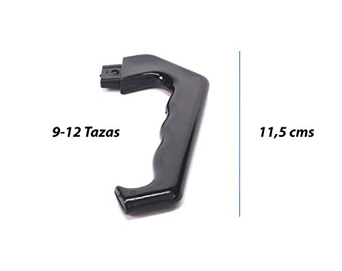 Sanfor Asa para Cafetera italiana 9-12 Tazas Aluminio | Mango cafetera Baquelita | Negro | 10 x 5 x 1 cm