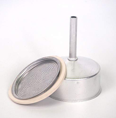 Sanfor Repuesto Cafetera Italiana 12 Tazas | Recambio Embudo + Filtro + Junta | Aluminio Caucho | Diámetro 82 mm