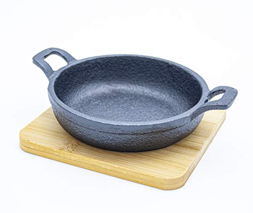 Sartén para tapas de hierro fundido. Mini sartén (esmaltada para superficie antiadherente, utensilios de cocina para horno/asador/parrilla, calidad de restaurante Chef) (1, 12cm redonda alta con base)
