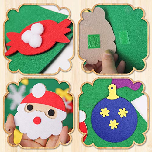 Satkago-es Juego de árbol de Navidad de Fieltro DIY, árbol de 120 cm con 36 Piezas de Adornos Desmontables Año Nuevo para niños Decoración de Pared Colgante de Puerta
