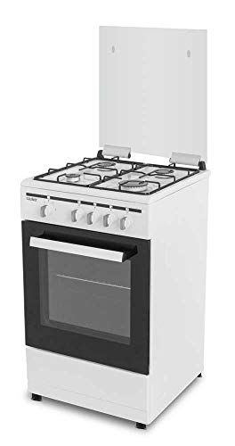 Sauber - COCINA SCW4GN 4 Quemadores - Gas Natural - 50X55 - Tapa Cristal - Color Blanca