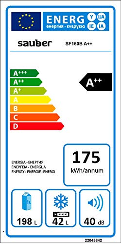 Sauber - Frigorífico Dos Puertas SF143B Tecnología NOFROST - Eficiencia energética: A+ - 143x55cm - Color Blanco