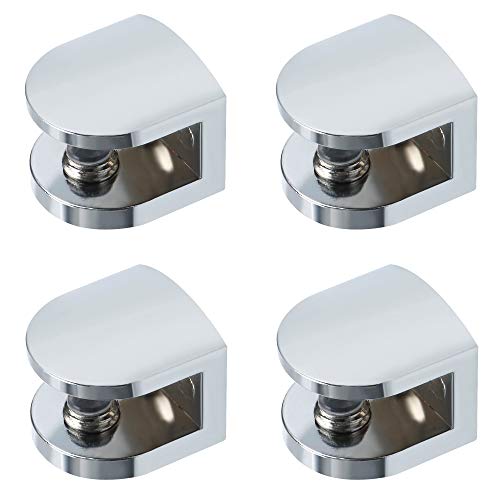 Sayayo Sujetador de vidrio sólido Soporte de estante de vidrio de bisagra de vidrio Montado en la pared, Adaptable 6-10MM Espesor de vidrio, Acero inoxidable pulido acabado, 4 Pcs，EBL1012-4P