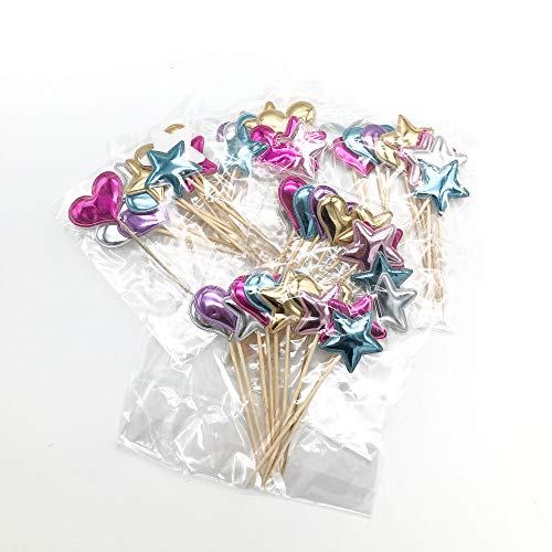 Schneespitze 50 piezas Toppers de Magdalena,Estrellas para Decoración,Decoración de Pasteles Cupcake Palillos para Bodas, Fiestas, DecoracióN De Alimentos