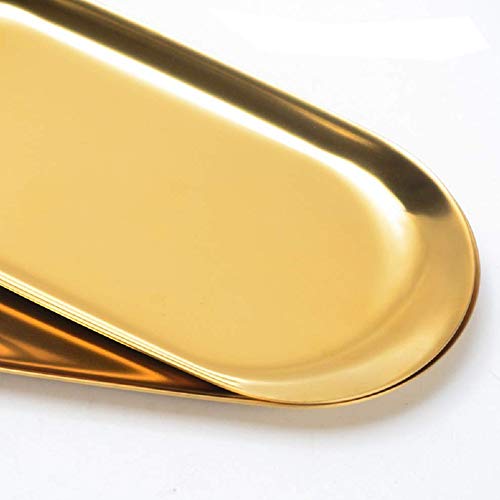 Schneespitze Bandejas Metal Acero Inoxidable Bandeja de Almacenamiento Oval Oro Joyería Almacenamiento para Cosméticos Te de la Tarde Plato de Fruta