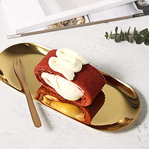 Schneespitze Bandejas Metal Acero Inoxidable Bandeja de Almacenamiento Oval Oro Joyería Almacenamiento para Cosméticos Te de la Tarde Plato de Fruta