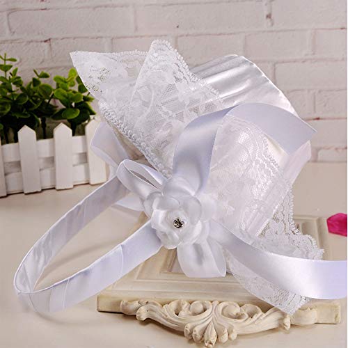 Schneespitze Cesta de la Boda,Novia Cesta de la Novia Blanco Satén Punta Canasta de Flores Nupcial Decoración para Bodas, Celebraciones De Aniversario