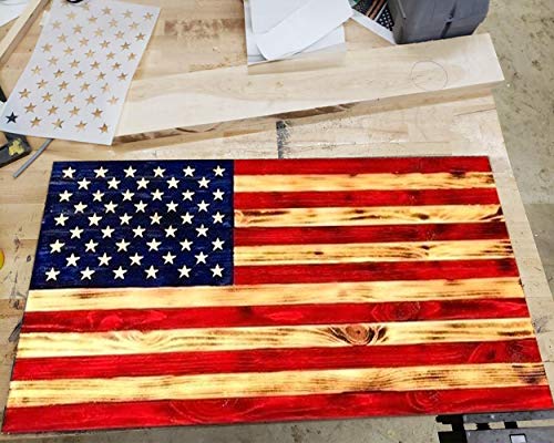SCSpecial Conjunto de plantillas de bandera de estrella de 7 banderas G-Spec 50 plantillas de campo de estrellas 3 tamaños para madera, tela, papel, aerógrafo, arte de pared