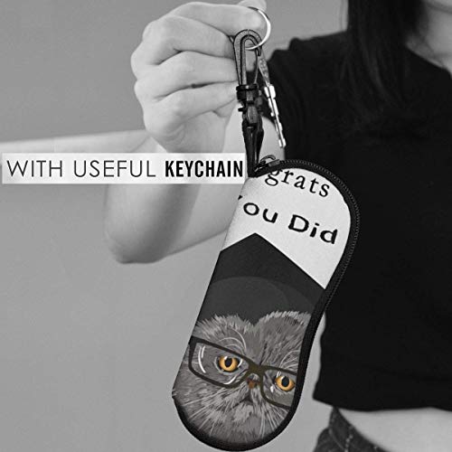 SDFGJ Estuche para gafas de sol con mosquetón, estuche blando para gafas portátiles Lovely Cat You Did It Congrats Grad Celebrate Graduation